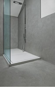 Microtopping bathroom floor and walls