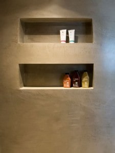 Microtopping recess in shower.